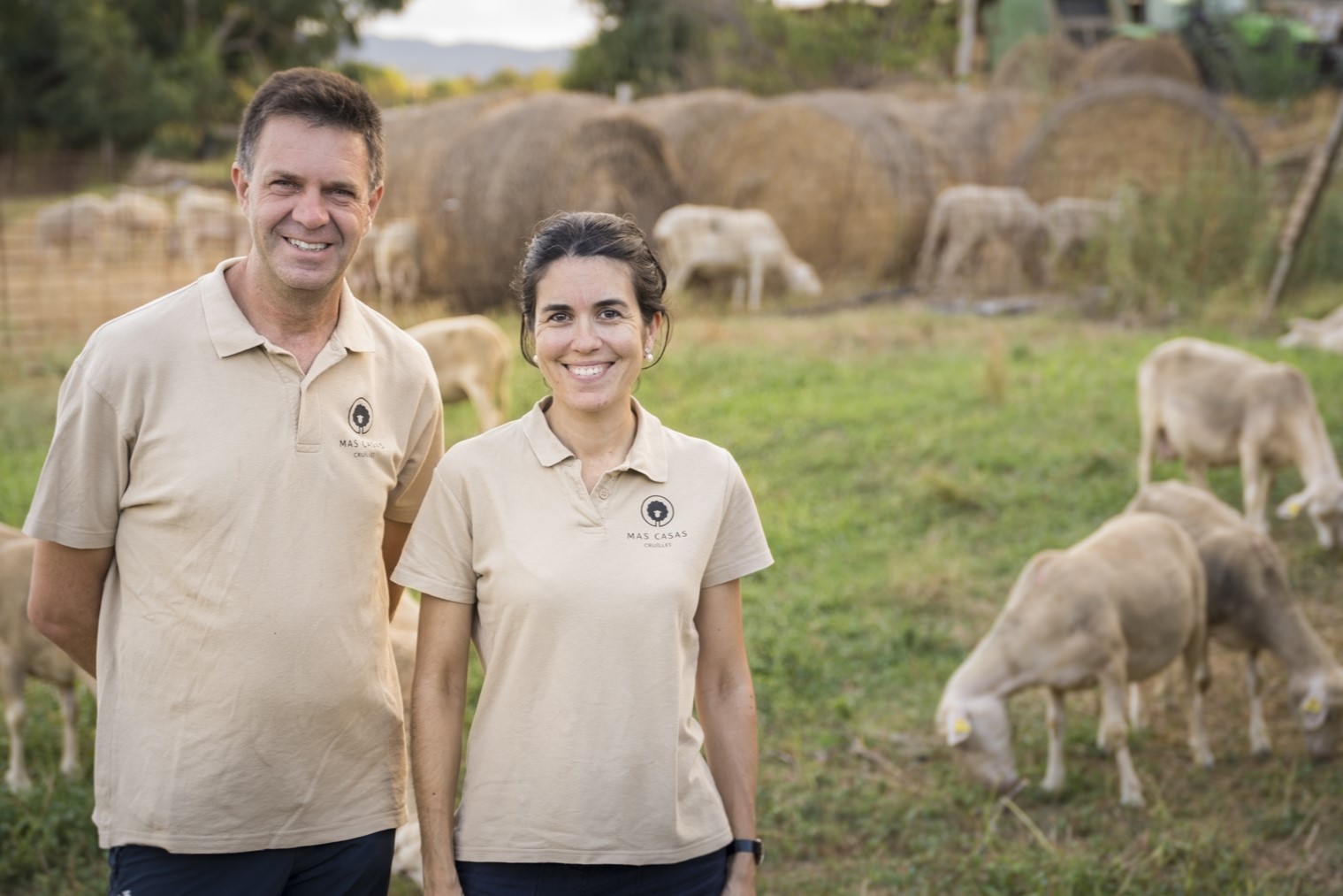 Els socis del Mas Casas a un camp amb ovelles